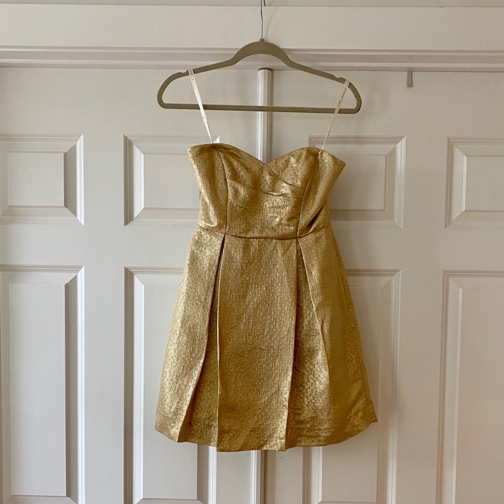 Shoshanna Strapless Gold Dress